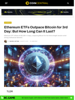 Ethereum ETFs Outpace Bitcoin for 3rd Day: But How Long Can It Last? - CoinCentral