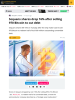 Sequans Falls 16% After Selling 970 Bitcoin to Cut Debt