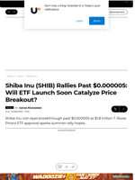Shiba Inu (SHIB) Rallies Past $0.000005: Will ETF Launch Soon Catalyze Price Breakout? - U.Today