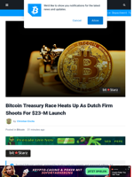 Bitcoin Treasury Race Heats Up As Dutch Firm Shoots For $23-M Launch