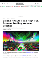 Solana Hits All-Time High TVL Even as Trading Volume Crashes  - 