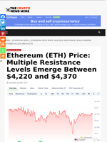 Ethereum (ETH) Price: Multiple Resistance Levels Emerge Between $4,220 and $4,370 - The Crypto News Wire
