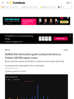 Bullish bitcoin traders grab crash protection as Friday's $8.9B expiry nears