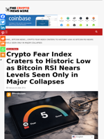 Crypto Fear Index Craters to Historic Low as Bitcoin RSI Nears Levels Seen Only in Major Collapses - The Crypto News Wire