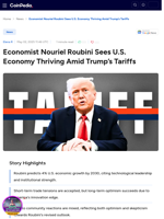 Economist Nouriel Roubini Sees U.S. Economy Thriving Amid Trump’s Tariffs