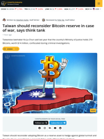 Bitcoin Policy Institute says Taiwan Should Reconsider Bitcoin Reserves