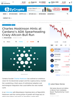 Charles Hoskinson Hints at Cardano’s ADA Spearheading Crazy Altcoin Bull Run ⋆ ZyCrypto