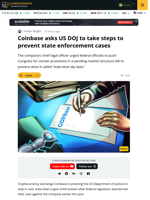 Coinbase Asks DOJ To Take Steps To Prevent State Enforcement Cases