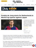Frenkie de Jong starts for Netherlands in World Cup opener against Japan