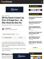 XRP Has Stayed in Crypto's Top 10 for 13 Straight Years - No Other Altcoin Has Done This