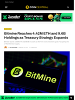 Bitmine Reaches 4.42M ETH and 9.6B Holdings as Treasury Strategy Expands