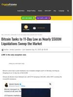 Bitcoin Tanks to 11-Day Low as Nearly $500M Liquidations Sweep the Market