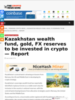 Kazakhstan wealth fund, gold, FX reserves to be invested in crypto — Report - The Crypto News Wire