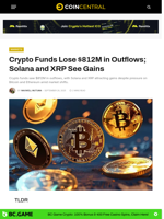 Crypto Funds Lose $812M in Outflows; Solana and XRP See Gains - CoinCentral