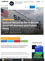 SpaceX Moves $94M in Bitcoin Amid IPO Rumors and Future Plans | Live Bitcoin News