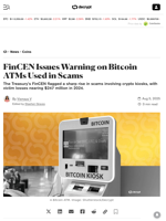FinCEN Issues Warning on Bitcoin ATMs Used in Scams - Decrypt