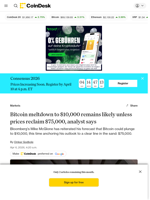 Bitcoin must retake $75,000 or risk annihilation to $10,000, analyst says