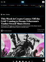 This Week in Crypto Games: 'Off the Grid' Coming to Steam, Ethereum's 'Ember Sword' Shuts Down - Decrypt