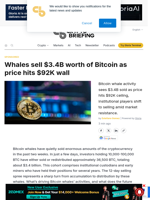 Whales sell $3.4B worth of Bitcoin as price hits $92K wall