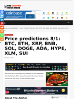 Price predictions 8/1: BTC, ETH, XRP, BNB, SOL, DOGE, ADA, HYPE, XLM, SUI - The Crypto News Wire