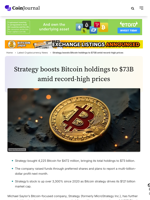 Strategy boosts Bitcoin holdings to $73B amid record-high prices - CoinJournal