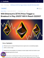 Will Ethereum (ETH) Price Trigger a Breakout in May 2025? Will it Reach $2200?