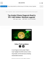 Top Analyst Shares Dogecoin Road to $10, Calls Holders ‘Absolute Legends’