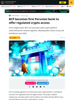 BCP, BitGo Launch Peru’s First Regulated Crypto Pilot