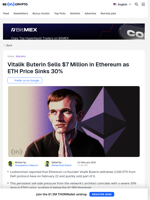 Vitalik Buterin Sells Millions in Ethereum – Is ETH Price Crashing?
