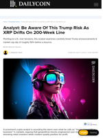 Analyst: Be Aware Of This Trump Risk As XRP Drifts On 200-Week Line - DailyCoin