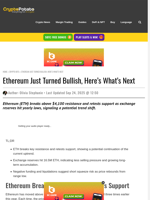 Ethereum Just Turned Bullish, Here’s What’s Next