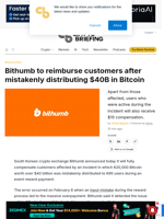 Bithumb to reimburse customers after mistakenly distributing $40B in Bitcoin