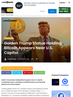 Golden Trump Statue Holding Bitcoin Appears Near U.S. Capitol | Live Bitcoin News