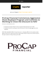 ProCap Financial Commences Aggressive Share Buyback Program and Commits to Working to Close the Discount to NAV