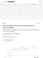 Key BTC price levels to watch as downtrend pressure builds