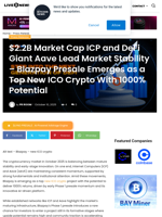 $2.2B Market Cap ICP and DeFi Giant Aave Lead Market Stability - Blazpay Presale Emerges as a Top New ICO Crypto With 1000% Potential | Live Bitcoin News