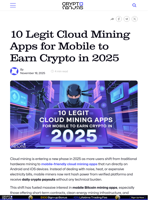 10 Legit Cloud Mining Apps for Mobile to Earn Crypto in 2025