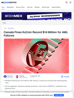 Canada Fines KuCoin $14M for AML Breaches