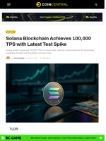 Solana Blockchain Achieves 100,000 TPS with Latest Test Spike