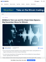Tom Lee and On-Chain Data Hints Big December Move for Bitcoin