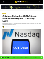 Coinbase Global, Inc. (COIN) Stock: Near 52-Week High as Q2 Earnings Loom