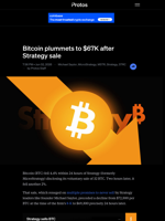 Bitcoin plummets to $67K after Strategy sale