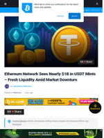 Ethereum Network Sees Nearly $1B in USDT Mints – Fresh Liquidity Amid Market Downturn | Bitcoinist.com