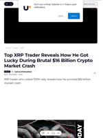 Top XRP Trader Reveals How He Got Lucky During Brutal $16 Billion Crypto Market Crash - U.Today