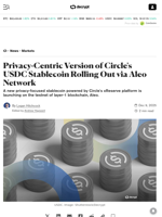 Privacy-Centric Version of Circle's USDC Stablecoin Rolling Out via Aleo Network - Decrypt