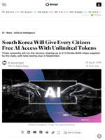 South Korea Will Give Every Citizen Free AI Access With Unlimited Tokens - Decrypt