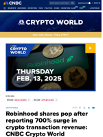 Robinhood shares pop after reporting 700% surge in crypto transaction revenue: CNBC Crypto World