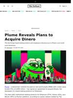 Plume Reveals Plans to Acquire Dinero - 