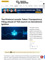 Tea Protocol unveils Token Transparency Filing ahead of TEA launch on Aerodrome Ignition
