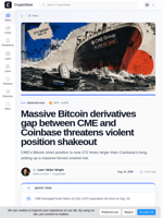 CME Bitcoin futures short dwarfs Coinbase long by 272x